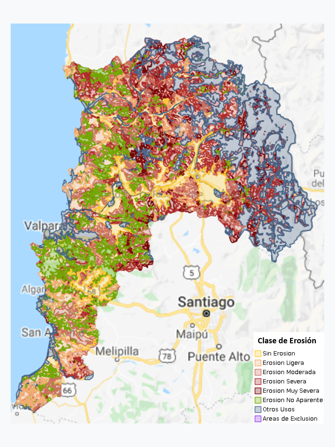 Erosión Actual de la Región de Valparaíso - 2010